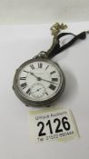 A silver pocket watch by Fattorini & Sons, Bradford.