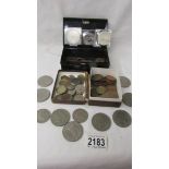 A mixed lot of unsorted old coins, crowns etc., (unsorted).