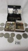 A mixed lot of unsorted old coins, crowns etc., (unsorted).