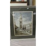 A framed and glazed watercolour Stamford scene by Gladys Rees Teesdale.