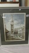 A framed and glazed watercolour Stamford scene by Gladys Rees Teesdale.