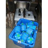 A camping stove, camping sink, new gas cylinders etc.