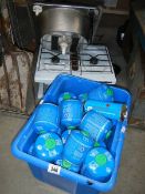 A camping stove, camping sink, new gas cylinders etc.