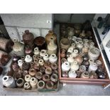 2 large boxes of glazed pots & bottles