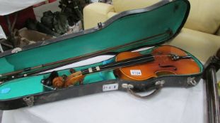 A cased modern 14" violin with bow.