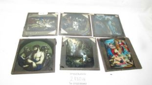 A set of 6 coloured lantern slides depicting religious scenes.