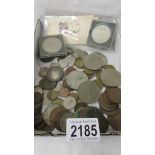 A mixed lot of old coins including Victorian, crowns, pennies etc.