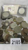 A mixed lot of old coins including Victorian, crowns, pennies etc.