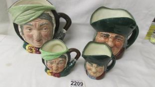 Two large Royal Doulton character jugs - Toby Philpotts D5736 and Sairey Gamp D5528 together with
