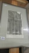 A framed and glazed early 19th century architectural engraving.