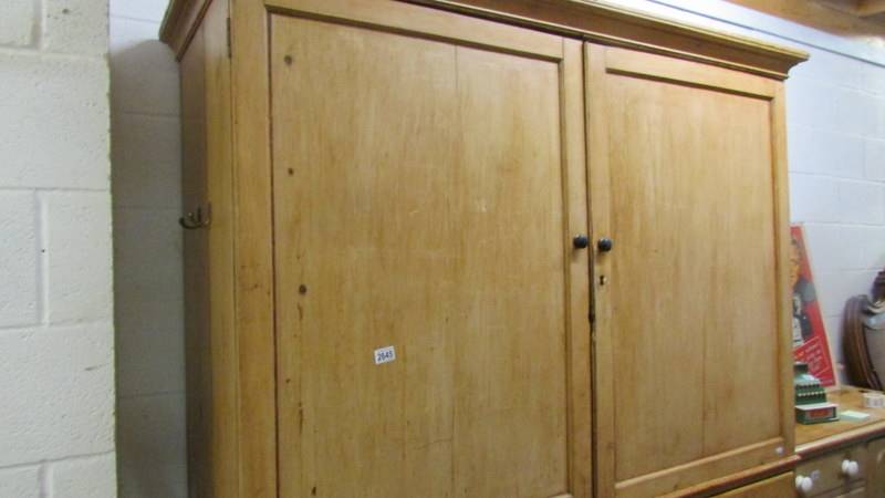 A large old pine linen press. - Image 3 of 3