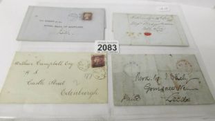 4 19th century letters - with stamps dated 1877/1879 and 2 without stamps dated 1843 and 1847.