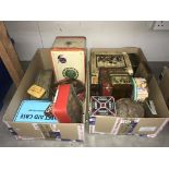 A good selection of old tins including Cadbury's, Cocoa & C.W.S.mahogany rich dark flavour etc.