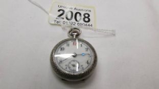 A Victorian ladies silver fob watch, in working order.