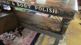 A sign written side table.