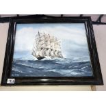 A framed 20th century British school oil on board, A 5 sail rigger in full sail signed A.C.