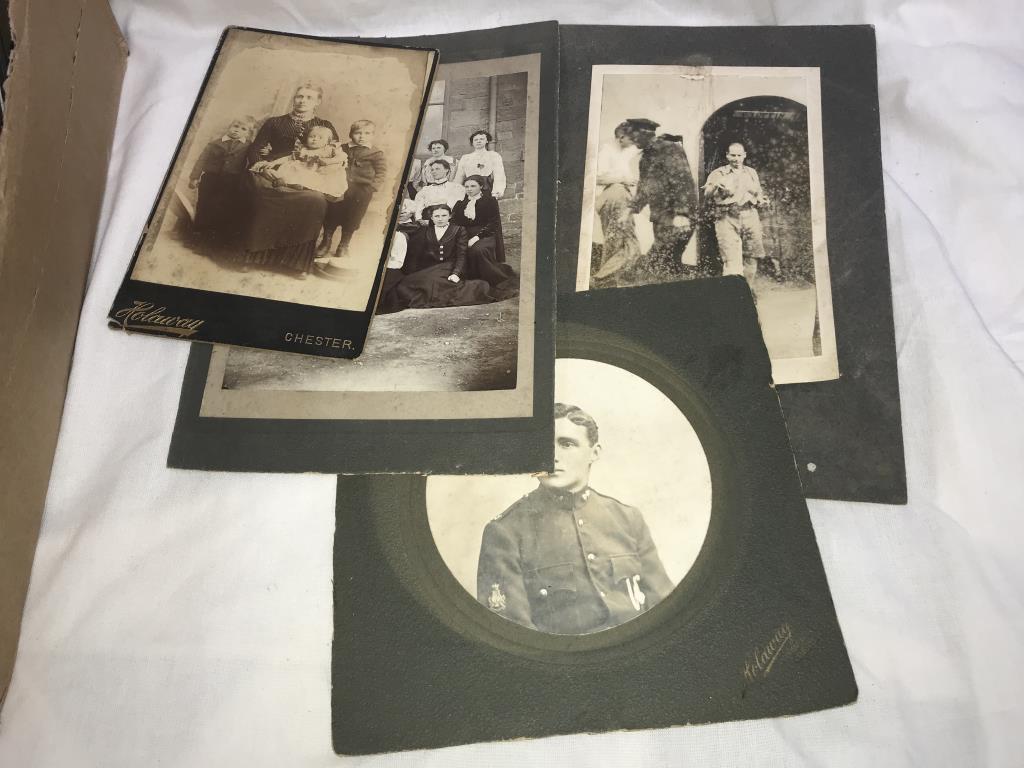 A box of old sepia photographs including albums & postcards - Image 3 of 9