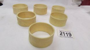 Six 19th century ivory napkin rings.
