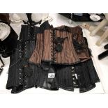 5 Steam Punk corsets in a variety of colours & sizes