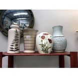 4 large vases including West Germany & Poole etc.