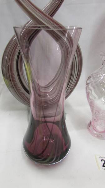 A Caithness glass vase, three others and another glass item. - Image 4 of 6