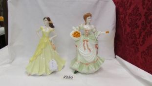 Two Coalport figurines - Sentiments 'Thinking of You' and Femmes Fatale 'Nell Gwynne'.