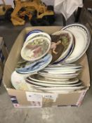 A good selection of collectors cabinet plates, glass bowls & Ironstone blue & white etc.
