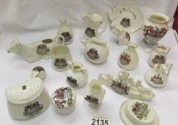 18 pieces of crested china with Newark crests including Goss, Arcadian, Grafton, Shelley etc.