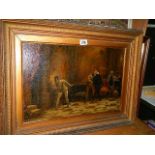 A Victorian gilt framed oil on canvas, signed but indistinct. 73 x 55 cm.