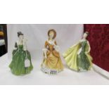 Three Royal Doulton figurines - Sandra HN2275, Fleur HN2368 and Alexandra HN2398.