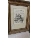 A framed and glazed engraving "Notre Dame Du Paris".