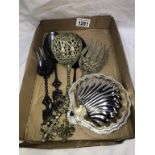 A quantity of various ornate silver plated serving spoons/forks etc.