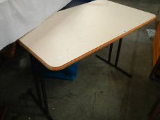 A folding table.