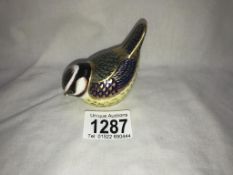 A Royal Crown Derby bird paperweight (silver stopper)