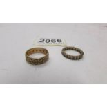 Two 9ct gold full eternity rings, sizes L half and M, 6.4 grams.