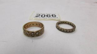 Two 9ct gold full eternity rings, sizes L half and M, 6.4 grams.