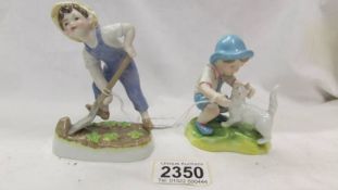 Two Royal Worcester figurines - Days of the Week 'Saturday Boy' and Months of the Year 'September'.