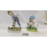 Two Royal Worcester figurines - Days of the Week 'Saturday Boy' and Months of the Year 'September'.