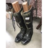 A pair of black leather Gamekeeper boots