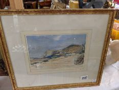 A framed and glazed watercolour "Croyde" North Devon by Margaret Melville.