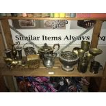 A selection of silver plated items including teapot & filigree basket etc.