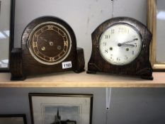 2 x 1930's mantle clocks (1 missing glass)