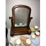 A Victorian mahogany toilet/dressing table mirror with drawer