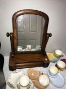 A Victorian mahogany toilet/dressing table mirror with drawer