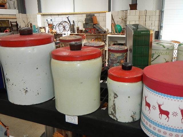 A shelf of old tins. - Image 2 of 2