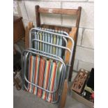 A quantity of vintage folding garden/camping chairs