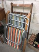 A quantity of vintage folding garden/camping chairs