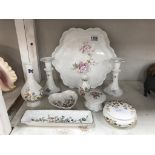 A collection of Aynsley cottage garden ceramics including bud vases, trinket box,
