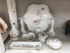 A collection of Aynsley cottage garden ceramics including bud vases, trinket box,