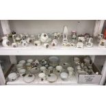 2 shelves of crested china including Goss & Shelley etc (contents of box A/F)